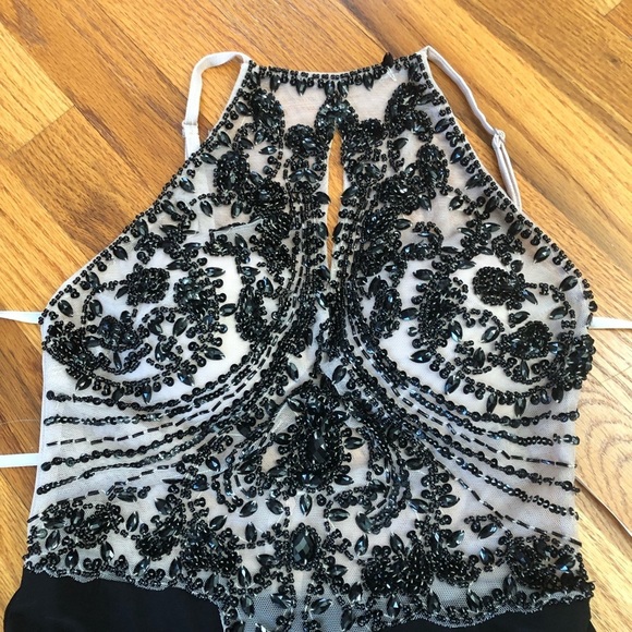 Stacy Sklar black beaded evening gown prom floor length Dress size 3 - Picture 6 of 8